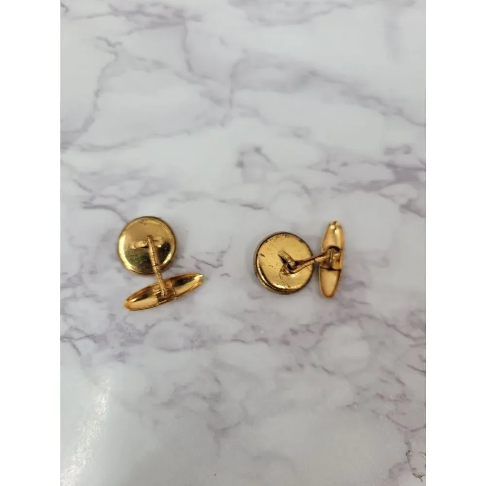 Vintage Gold tone Cufflinks with Raised Repousse Sunshine Sun Face on Front